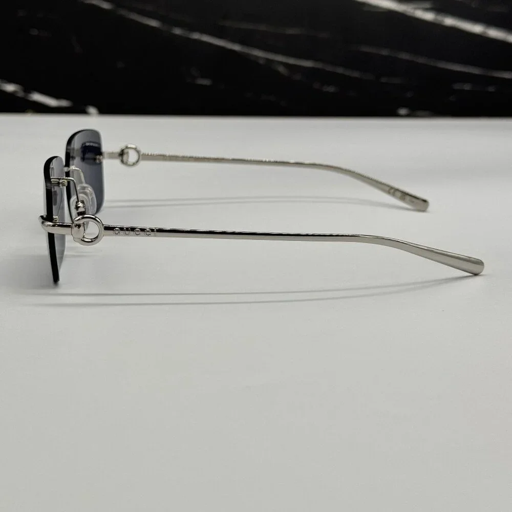 NEW GUCCI SILVER BLUE UNISEX SUNGLASSES GUCCI GG1703S 003 - Picture 8 of 13